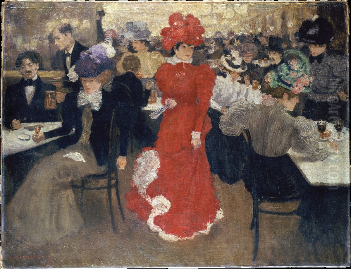 In the Cafe d'Harcourt in Paris Oil Painting by Henri Evenepoel
