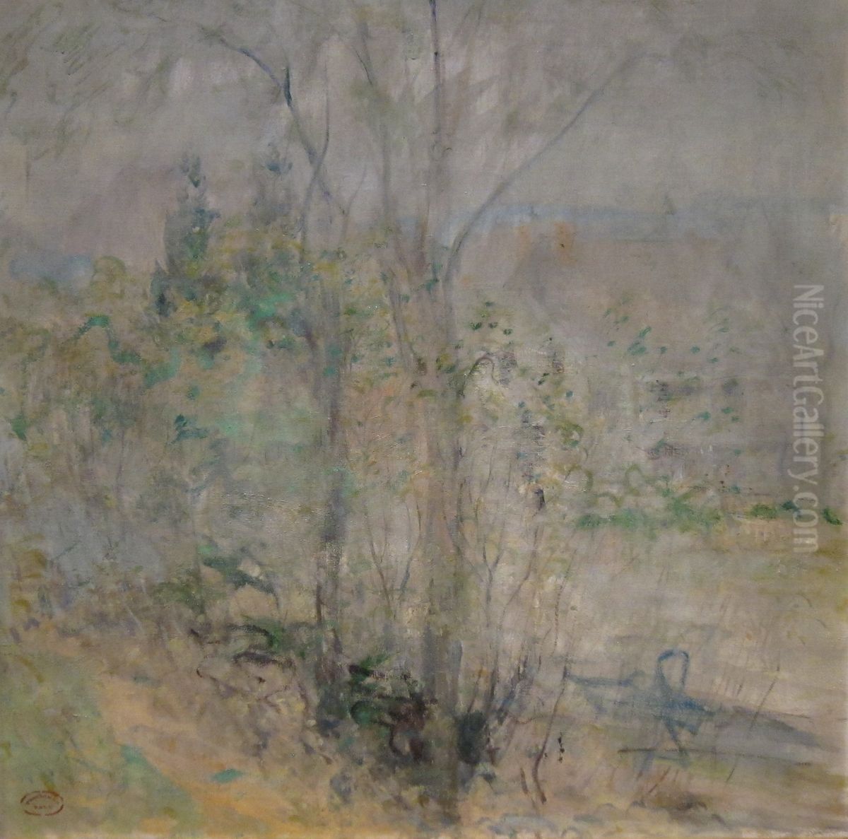 View of the Brush House, Cos Cob, Connecticut Oil Painting by John Henry Twachtman