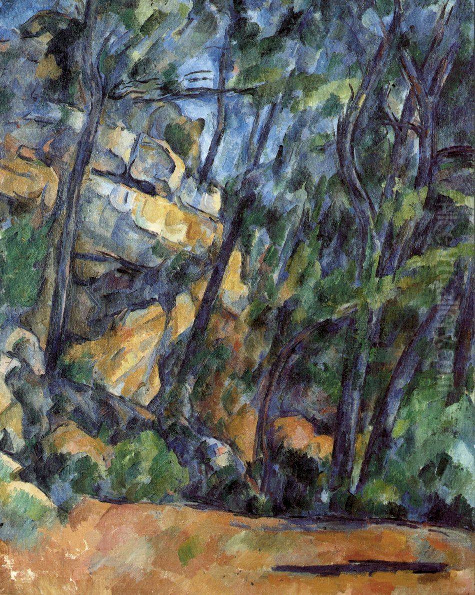 Arbres et rochers dans le parc du Chateau Noir Oil Painting by Paul Cezanne