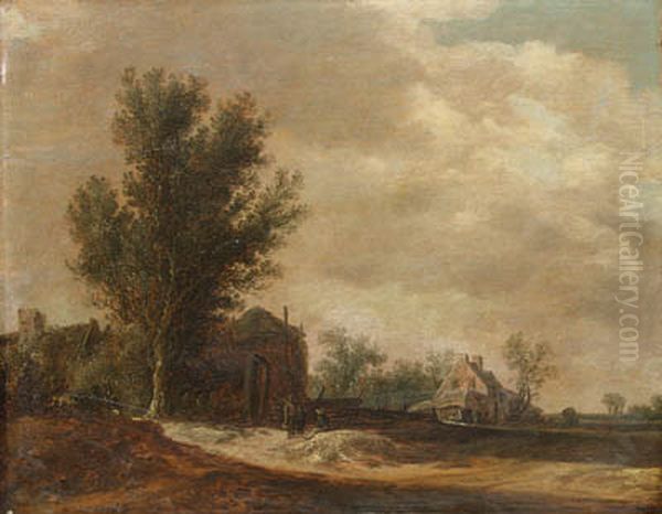 Landschap met hooiberg Oil Painting by Jan van Goyen
