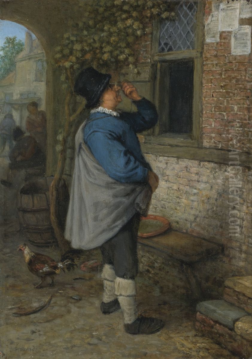 A Man reading the News (Sight) Oil Painting by Adriaen van Ostade