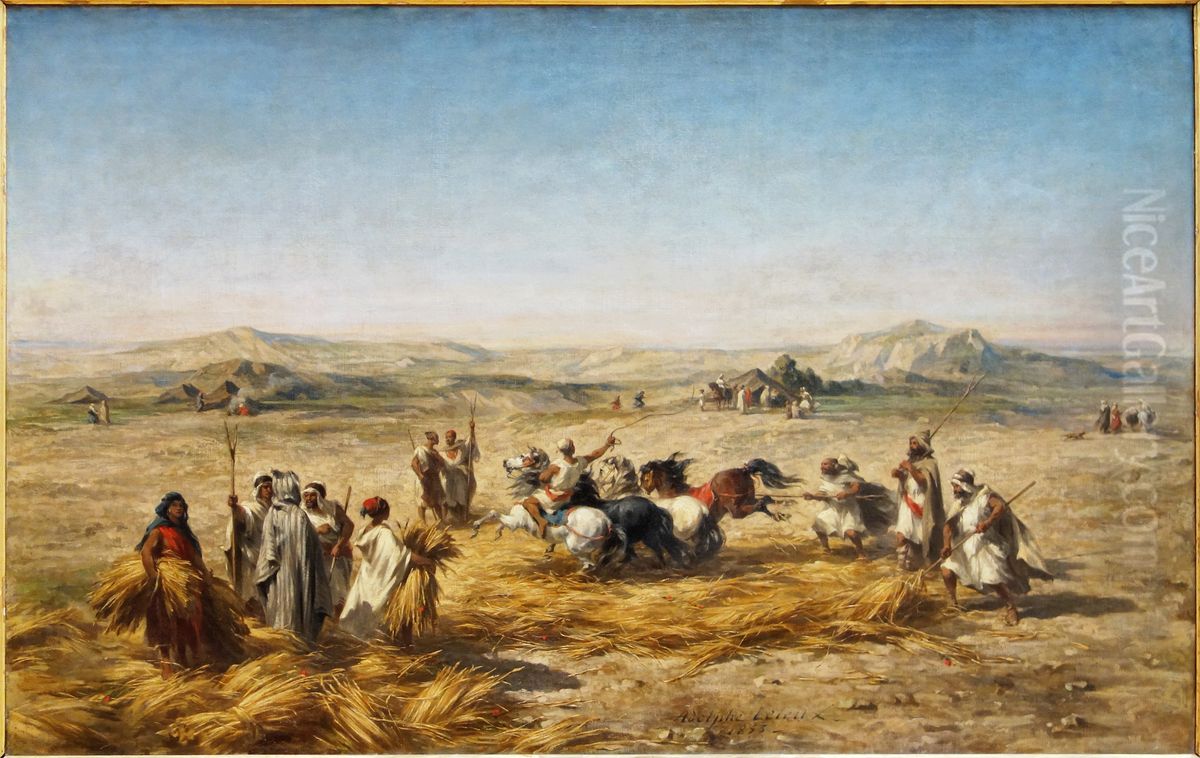 Depiquage des bles en Algerie Oil Painting by Adolphe Pierre Leleux