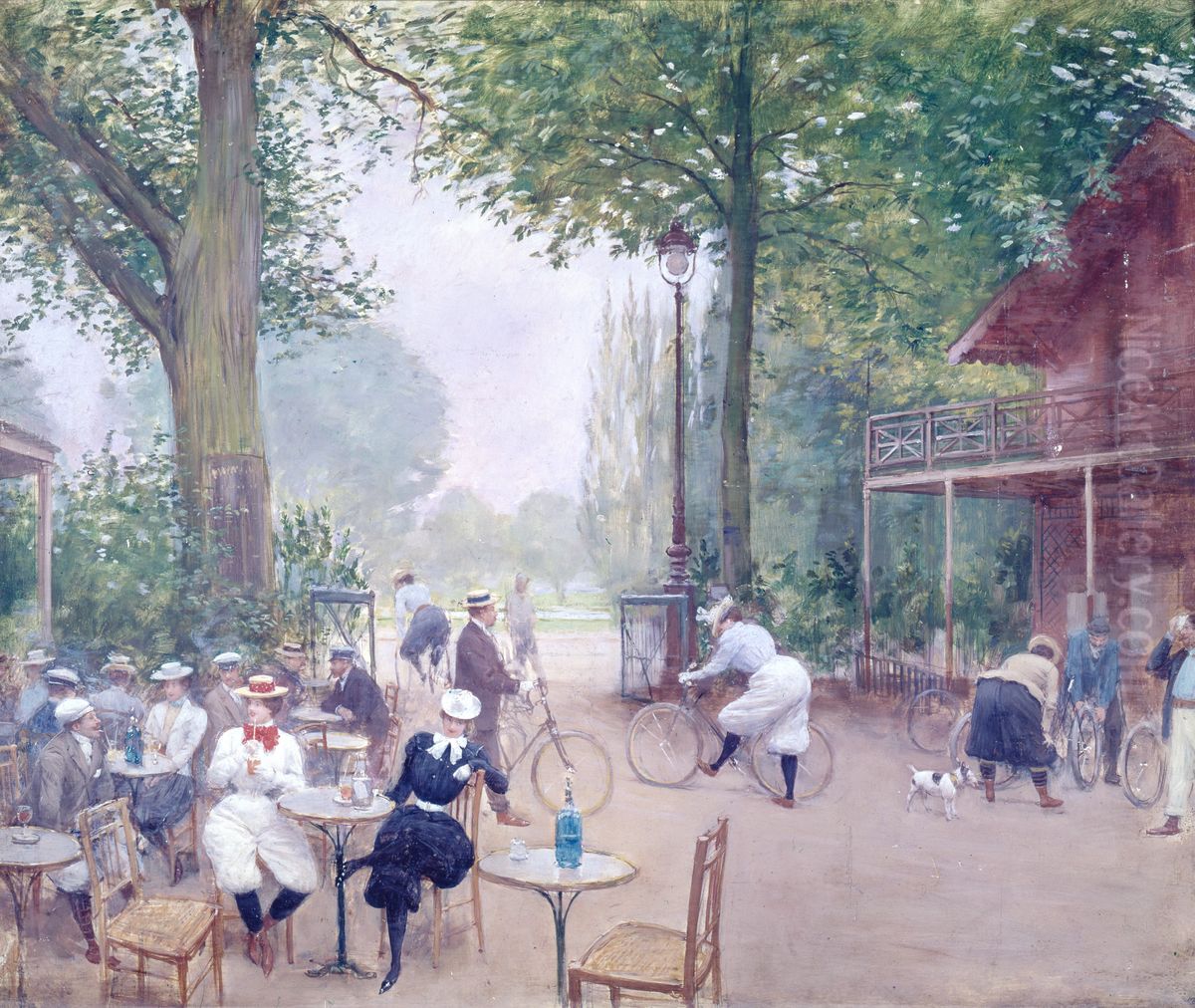 Le Chalet du Cycle au bois de Boulogne Oil Painting by Jean Beraud