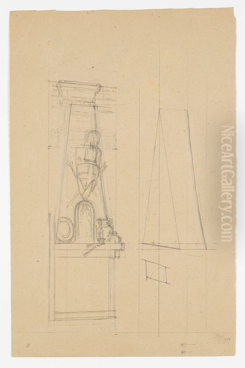 Scenografiskiss av Christian Jansson och Fredrik Wilhelm Scholander Oil Painting by Johan Christian Jansson