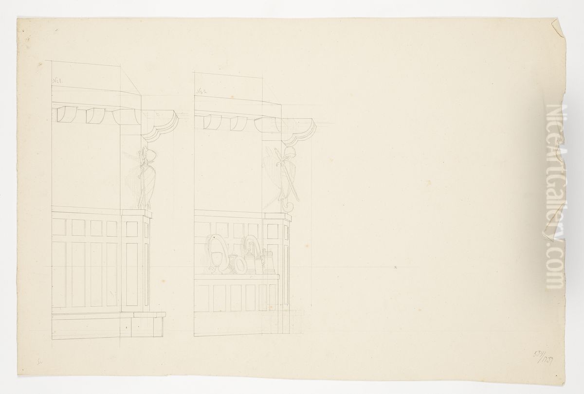 Scenografiskiss av Christian Jansson och Fredrik Wilhelm Scholander Oil Painting by Johan Christian Jansson