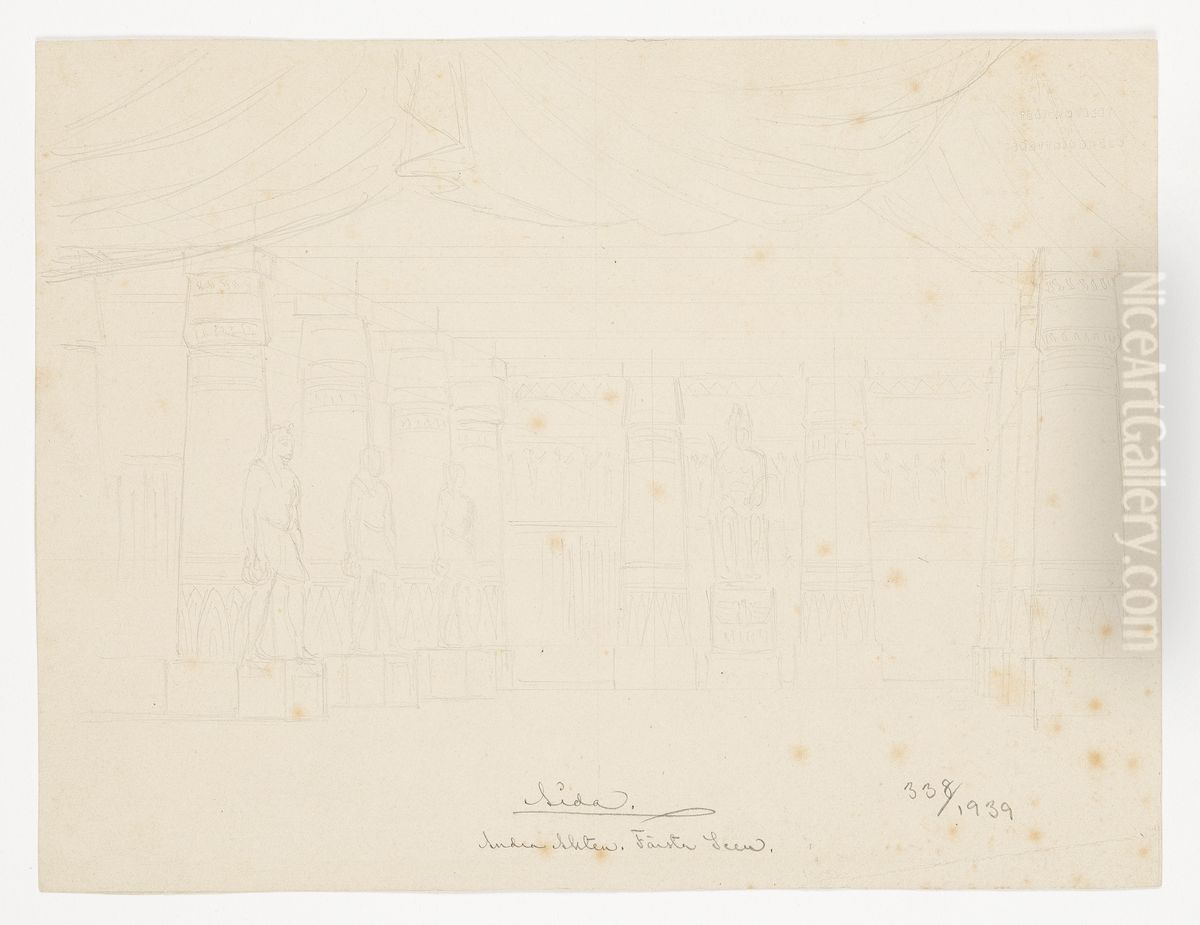 Scenografiskiss av Christian Jansson Oil Painting by Johan Christian Jansson