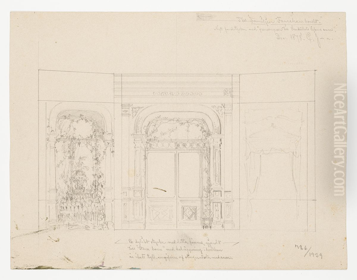 Scenografiskiss av Christian Jansson Oil Painting by Johan Christian Jansson
