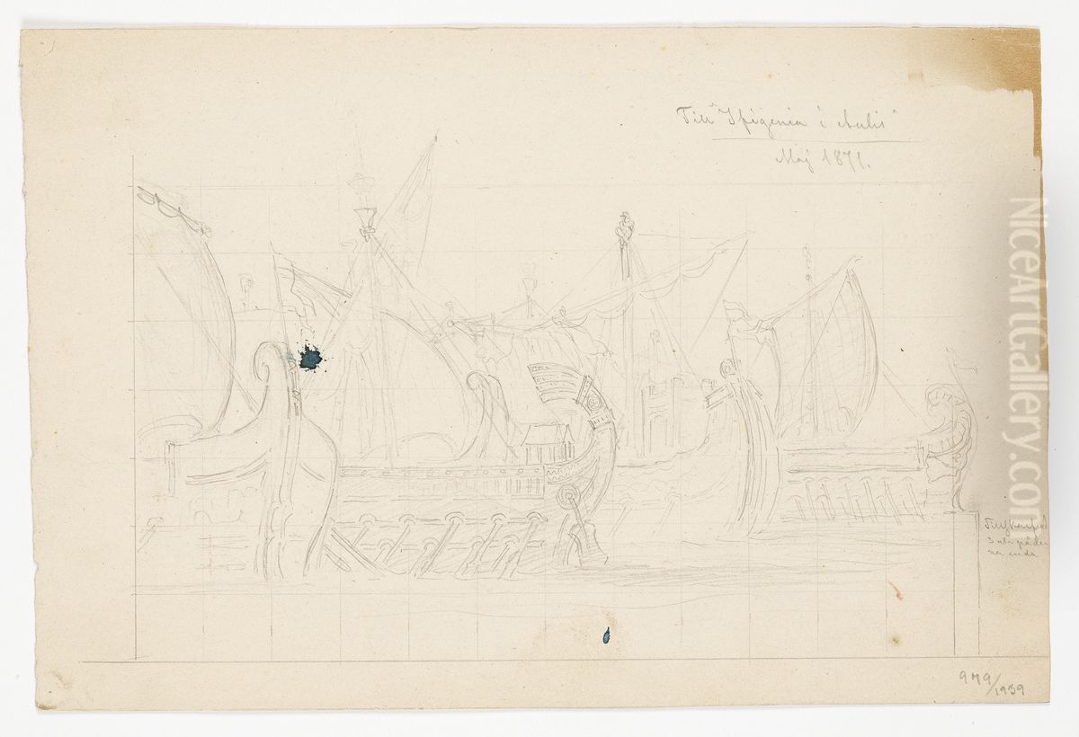 Scenografiskiss av Christian Jansson Oil Painting by Johan Christian Jansson