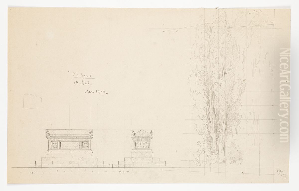 Scenografiskiss av Christian Jansson Oil Painting by Johan Christian Jansson