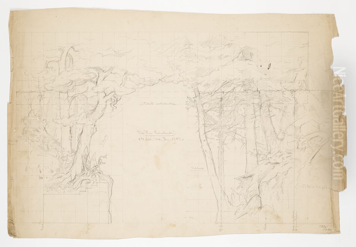 Scenografiskiss av Christian Jansson Oil Painting by Johan Christian Jansson