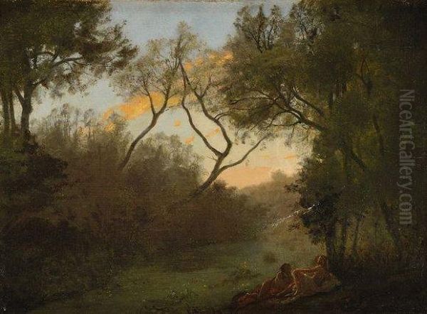 Baigneuses Au Bord D'un Etang Oil Painting by Antoine Chintreuil