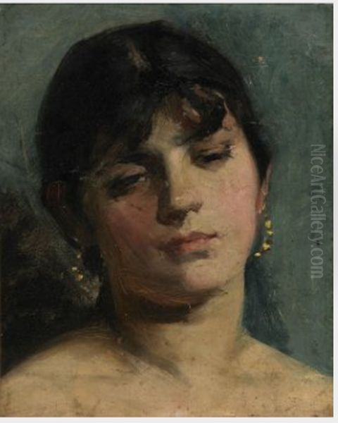 Portrait Sketch of a Young Girl Oil Painting by Carolus-Duran