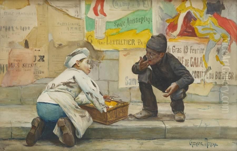 Les Garnements Derue Oil Painting by Paul Charles Chocarne-Moreau