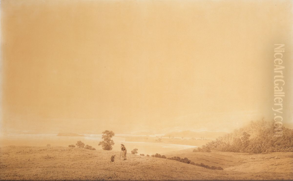 Eastern Coast of Rugen Island with Shepherd Oil Painting by Caspar David Friedrich