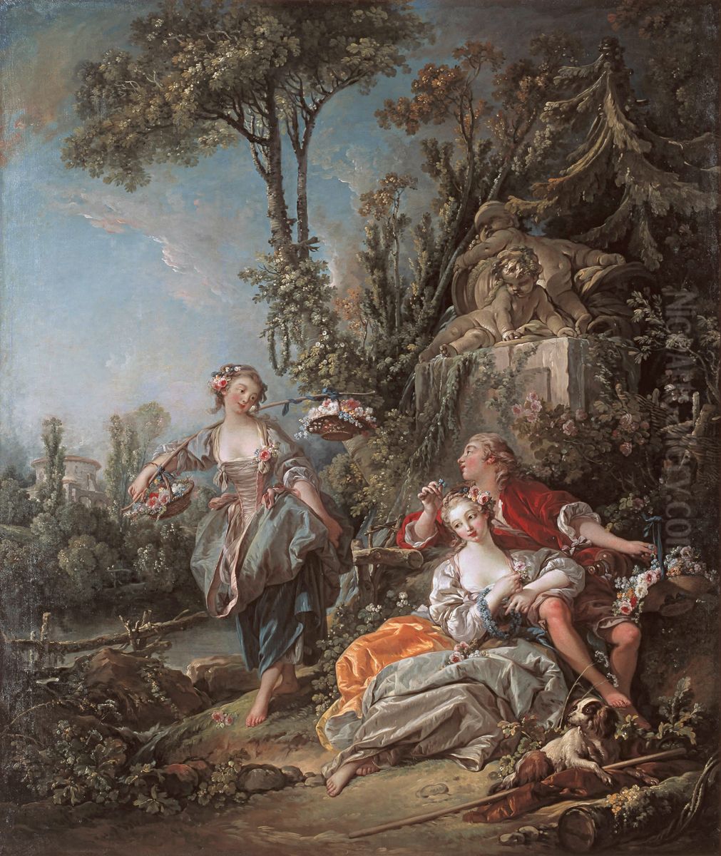Lovers in a Park Oil Painting by Francois Boucher