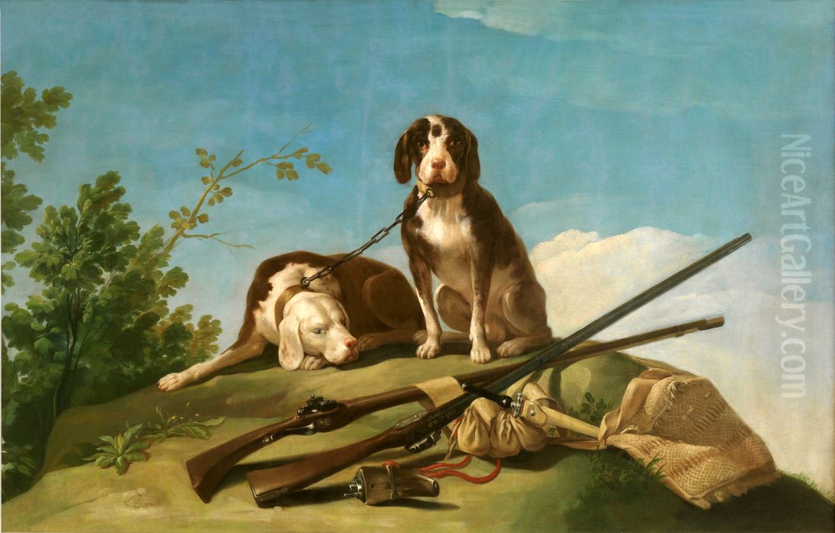 Dogs and hunting gear Oil Painting by Francisco Goya Fuendetodos