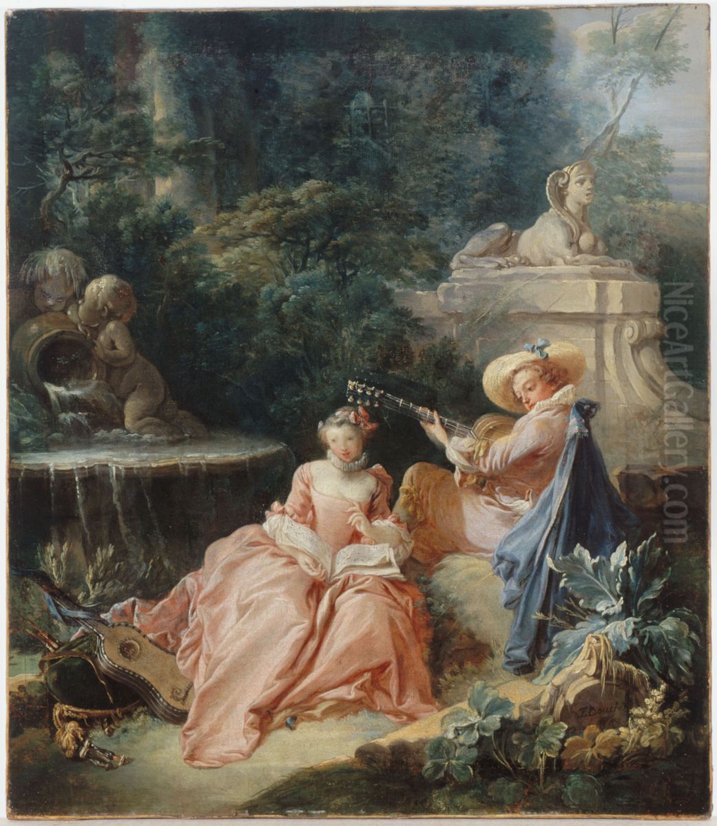 The music lesson Oil Painting by Francois Boucher