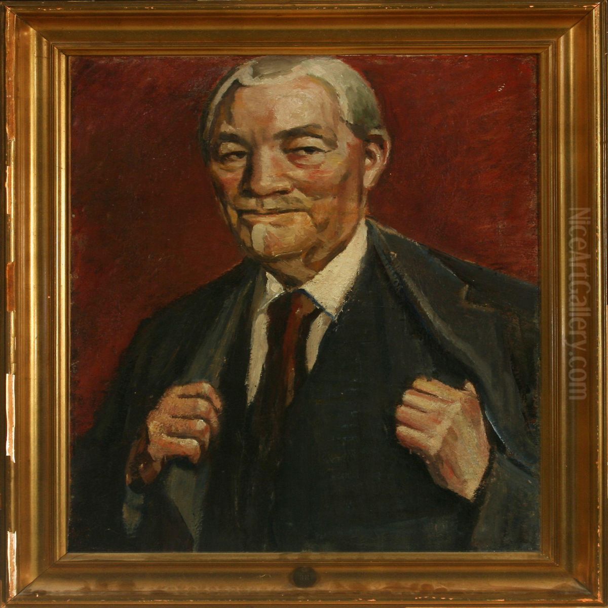 The Artist's Self Portrait Oil Painting by Poul S. Christiansen