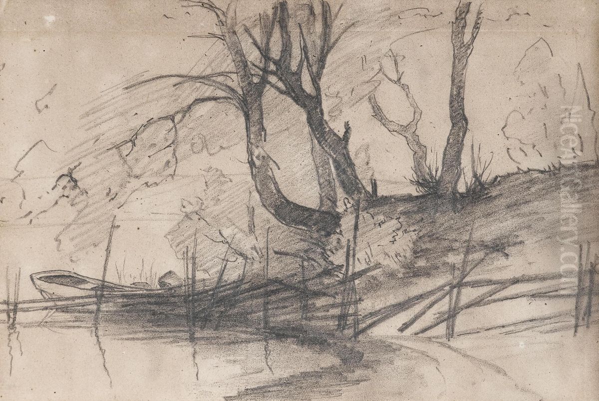 Theshore Oil Painting by Fanny Churberg