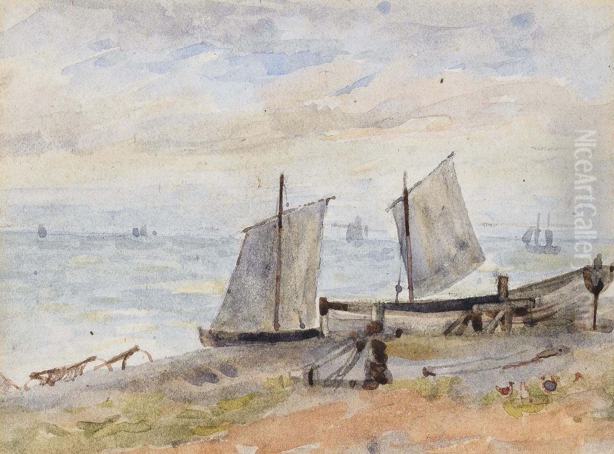 Aldeburgh Beach (illustrated); And Moat Farm, Dallinghoo Oil Painting by Thomas Gainsborough