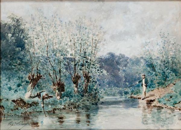 Paysans Sur Un Chemin Oil Painting by Eugene Ciceri