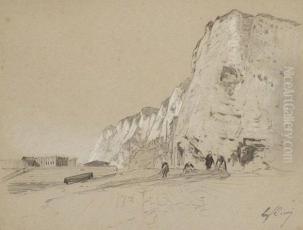 Les Falaisesd'etretat Oil Painting by Eugene Ciceri