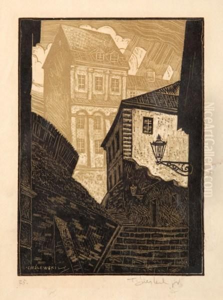 Kamienne Schodki Oil Painting by Tadeusz Cieslewski