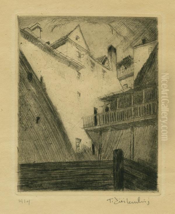 Stare Mury. Motyw Z Ul. Brzozowej W Warszawie Oil Painting by Tadeusz Cieslewski