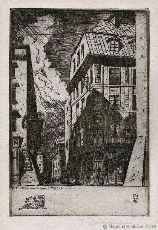 Kamienica Dekerta Oil Painting by Tadeusz Cieslewski