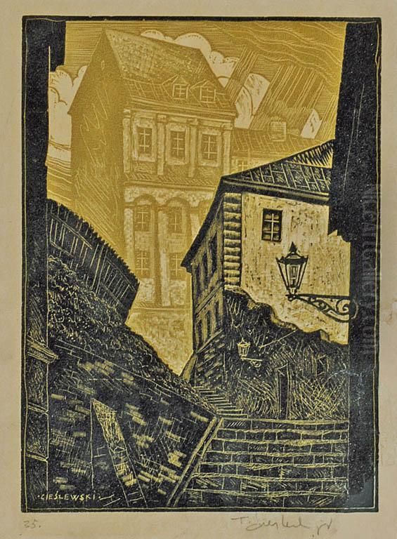 Kamienne Schodki Oil Painting by Tadeusz Cieslewski