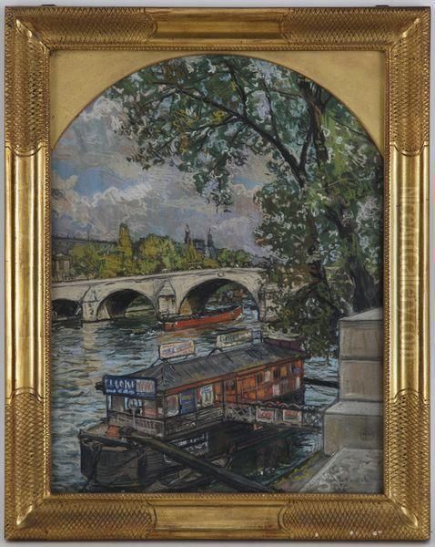 Pont-royal A Paris, Pastel Sur Oil Painting by Alexandre Cingria
