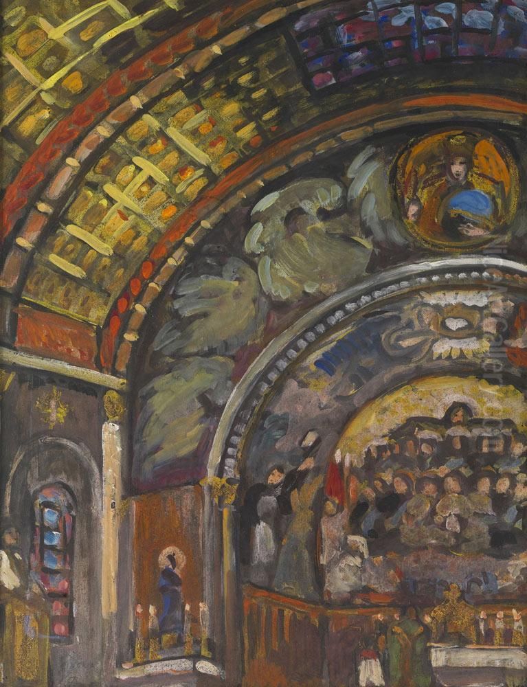 Interieur D'eglise Oil Painting by Alexandre Cingria