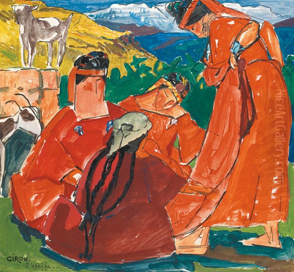 Jeunes Femmes Kabyles Aux Amphores Oil Painting by Paul Cirou