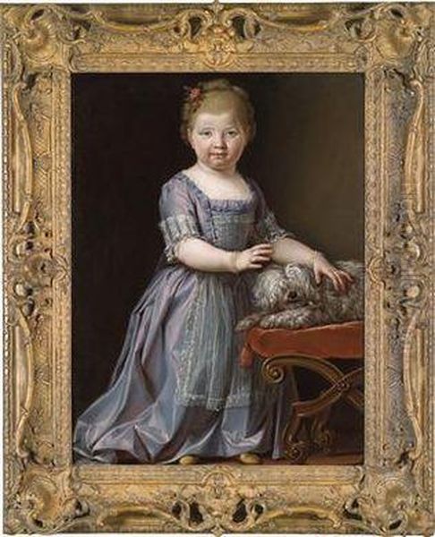 Portrait Of A Young Girl With Her Dog Oil Painting by Pier Francesco Cittadini