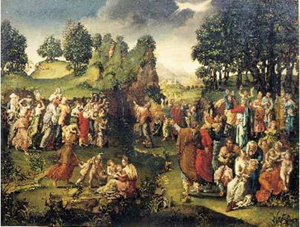 Moise Et Le Frappement Du Rocher Oil Painting by Pieter Ii Claeissins