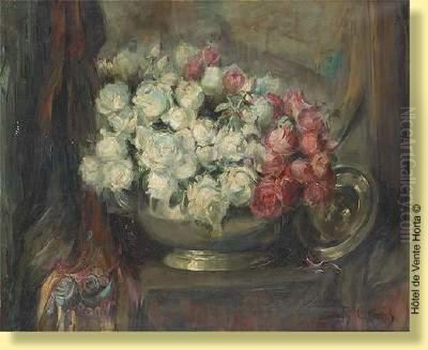 Composition Florale Oil Painting by Truus Gertrude Claes