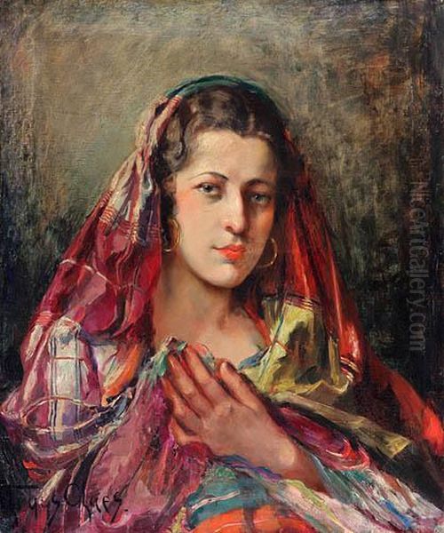 Portret Cyganki Oil Painting by Truus Gertrude Claes