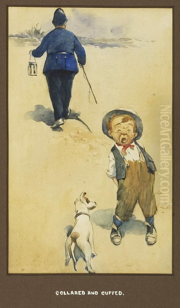 Collared And Cuffed. Unsigned. Oil Painting by Ellen H. Clapsaddle