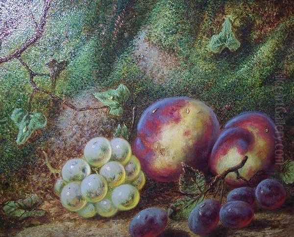 Fruit On A Mossy Bank Oil Painting by George Clare