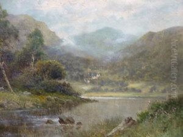Highland River Scene Oil Painting by Louise Campbell Clark
