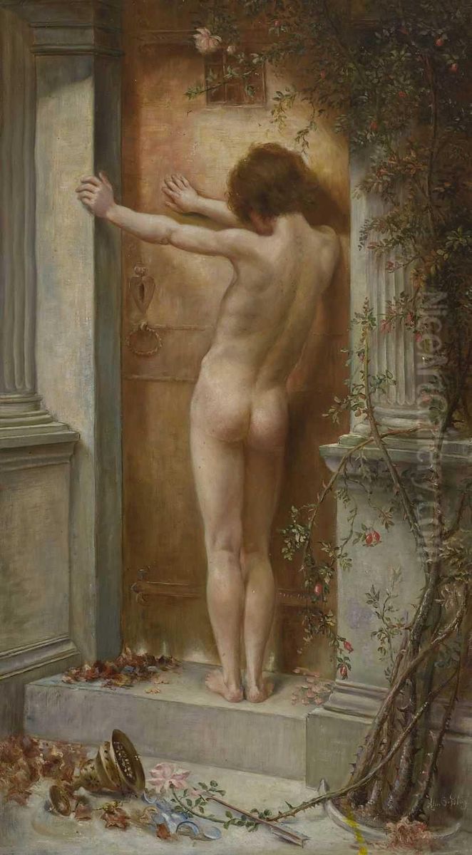 Amorknabe In Einem Hauseingang Oil Painting by Alice O. Clay