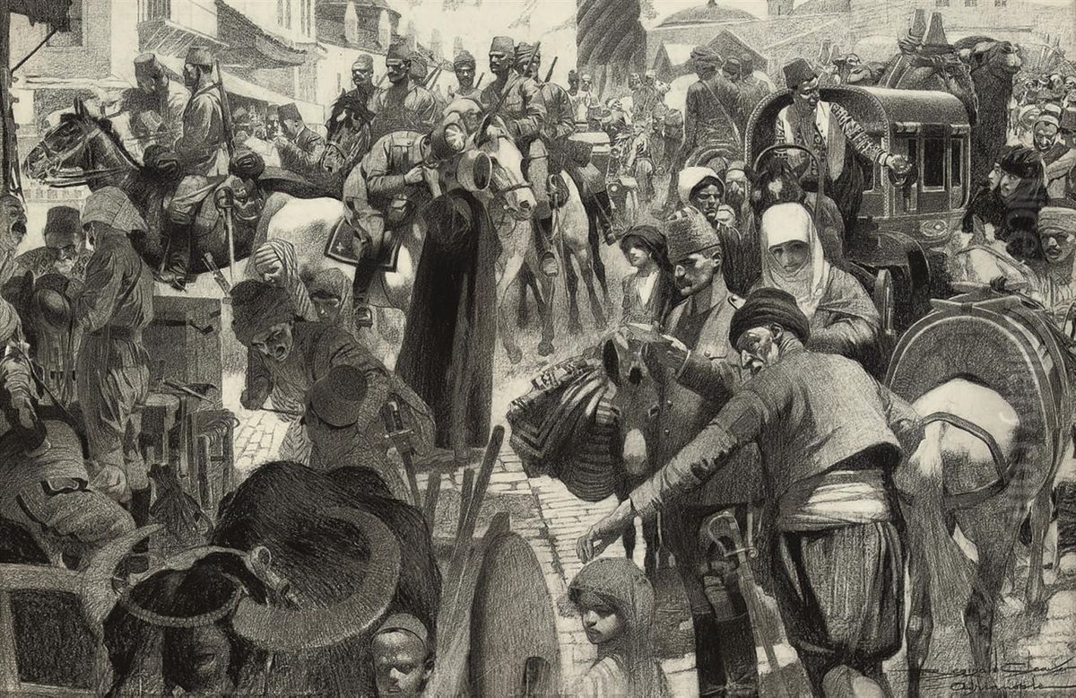 Market Day, Adrianopole Oil Painting by Reginald Thomas Cleaver