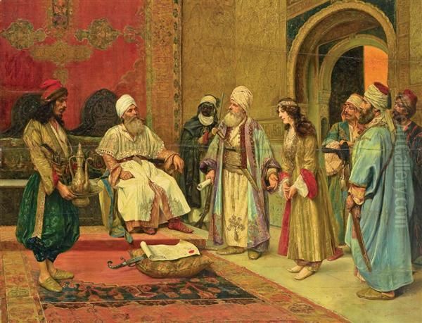 The Introduction Oil Painting by Clement Pujol de Gustavino