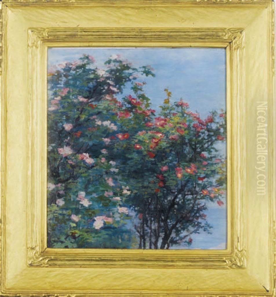 Pink And Red Dogwood Trees Oil Painting by Gabrielle Devaux Clements