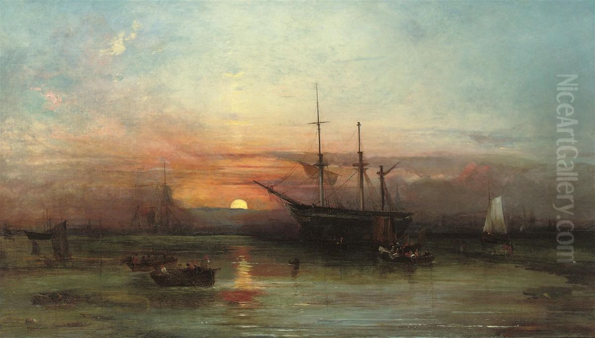 The Pool Of London, Sunset Oil Painting by Alfred Clint