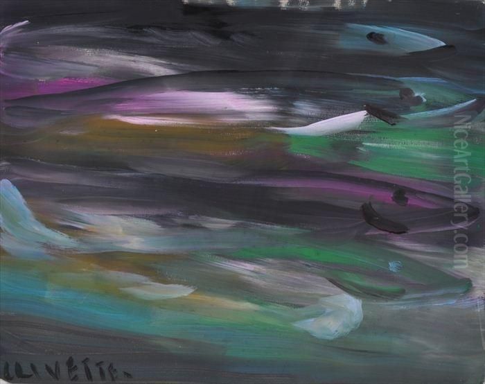 School Of Fish Oil Painting by Merton Clivette