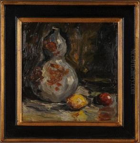 Vase With Lemon &amp Oil Painting by Merton Clivette