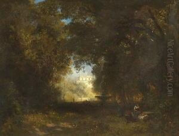 Im Park Des Casino Panfili. Oil Painting by Gustav Paul Closs