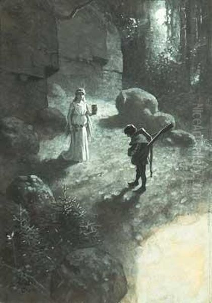 El Trovador Oil Painting by Gustave Adolf Closs