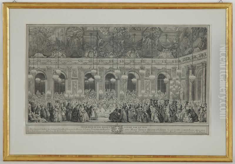 Decoration Du Bal Masque Donne Par Le Roy Oil Painting by Charles-Nicolas I Cochin